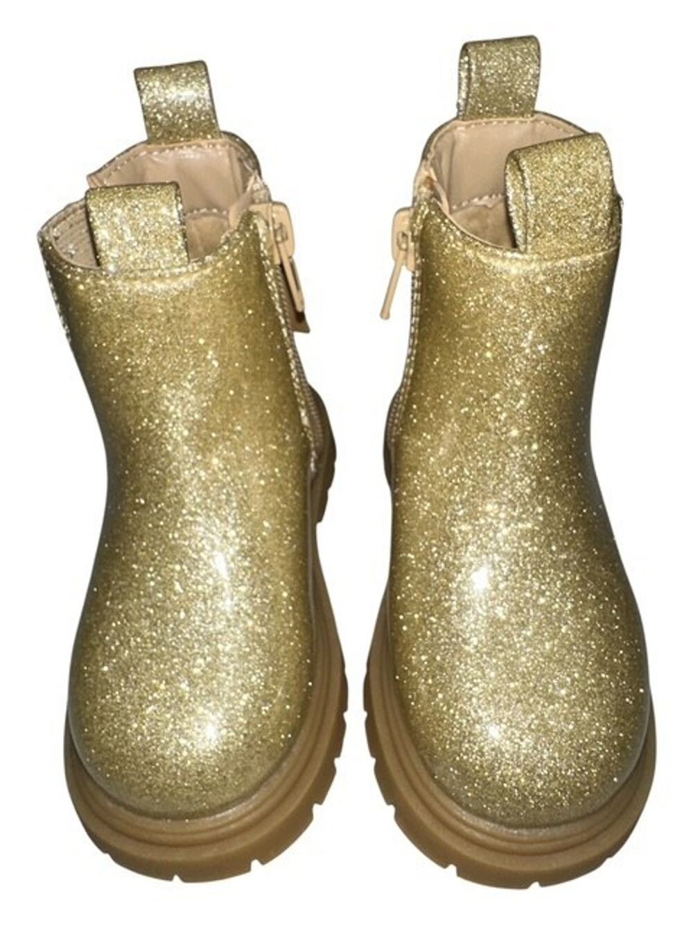 Thereabouts Girls size 10 Medium Boots Fancy Gold Underglass Lil Elisa Flat Heel